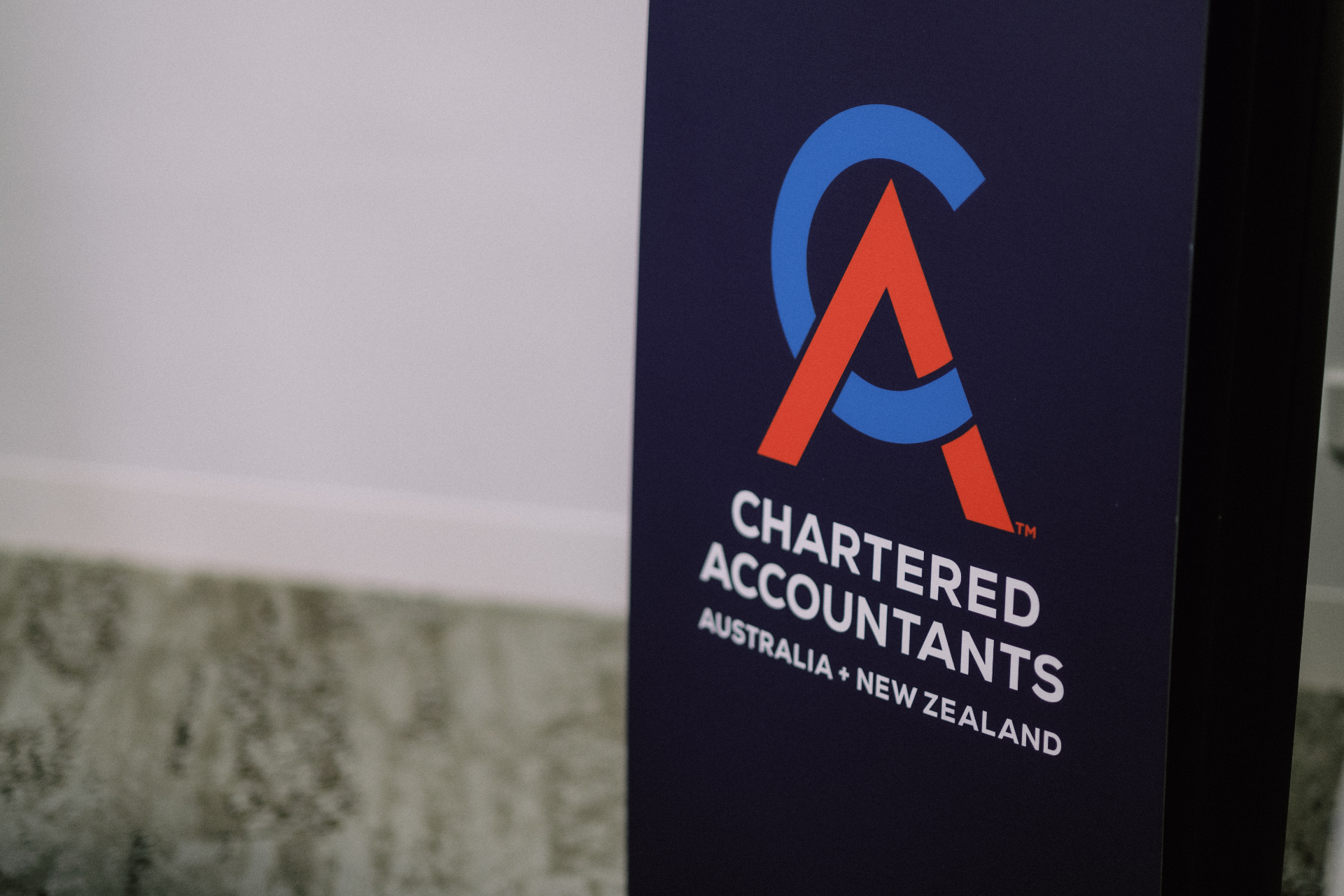 Chartered Accountants Australia and New Zealand sponsor signage at the venue