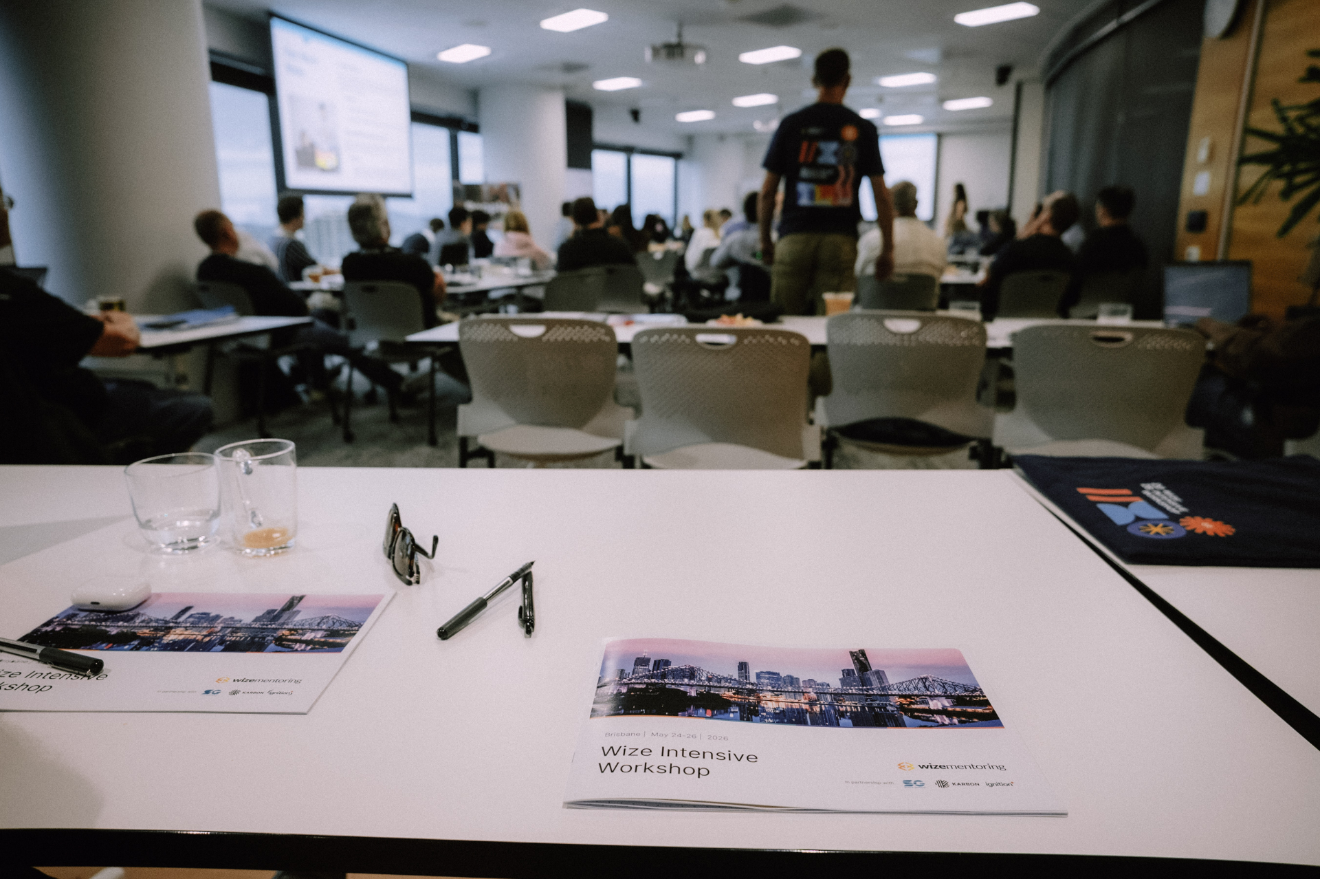 Workshop workbook and table setup before session