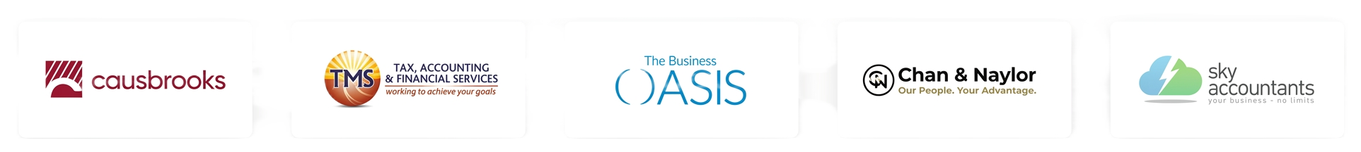 Firms owned by our Wize Mentors: Causbrooks, TMS Tax Accounting, The Business Oasis, Chan & Naylor, and Sky Accountants